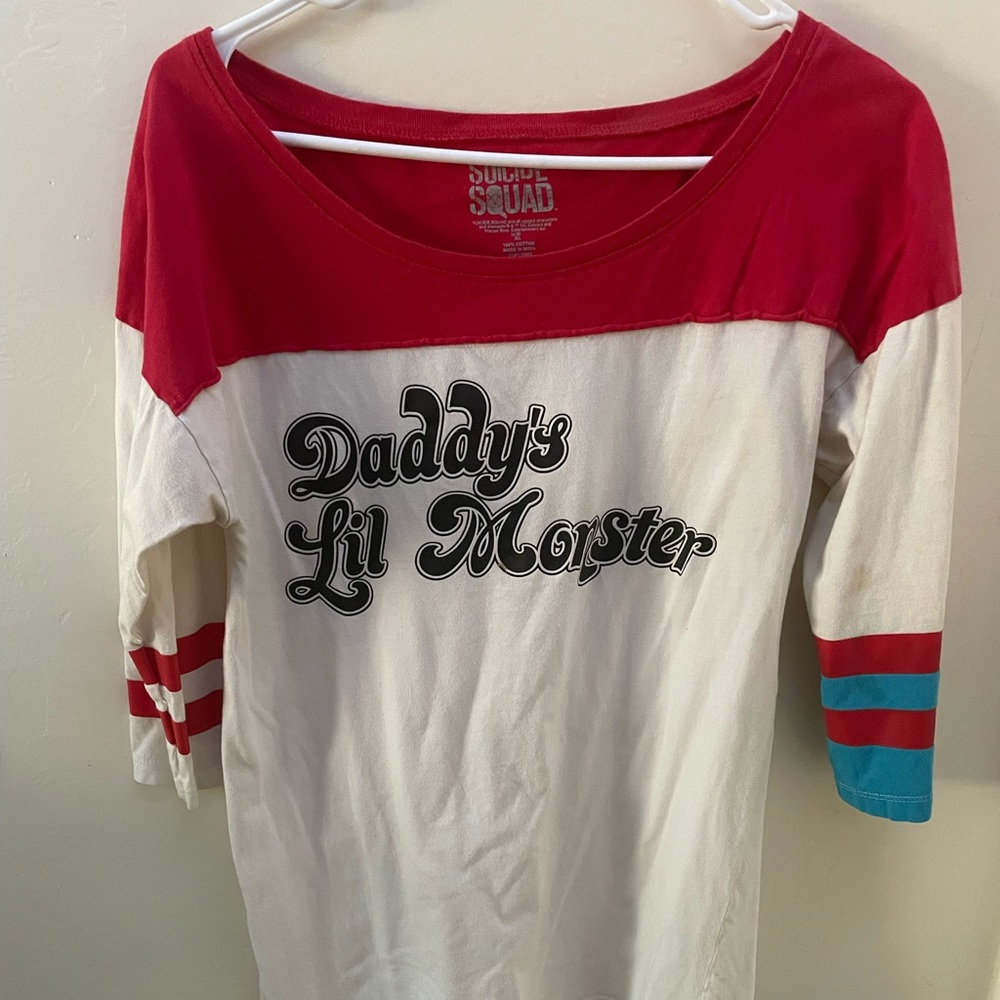 Daddy’s lil monster Harley Quinn shirt.